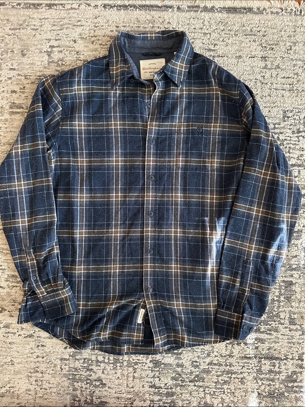 Plaid Lightweight Shirt Jacket in Navy and Brown